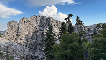 Perfect view of wild geography, clouds, rocks and mystical region