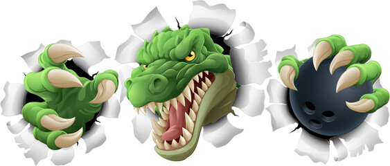 Crocodile Dinosaur Alligator Bowling Sports Mascot © Christos Georghiou