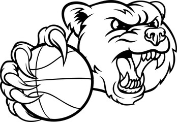 Bear Basketball Ball Claw Grizzly Animal Mascot