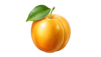 Close up of a single yellow plum isolated on transparent background, a healthy and delicious fruit