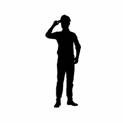 Silhouette of a worker wearing ar glasses for smart city communication
