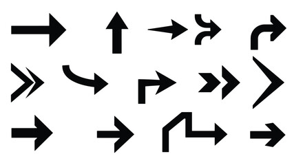 Collection of various arrow shapes in black and white.