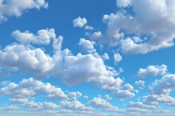 Obraz premium Bright blue sky adorned with fluffy white clouds creating a seamless looping view of serene natural beauty during the daytime