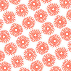 Seamless Minimalist Zigzag Pattern with White Abstract Shapes on Orange Background