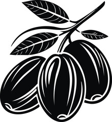 Date Fruit Vector Logo in Black and White Minimalist Style, Ideal for Modern Branding and Identity Design
