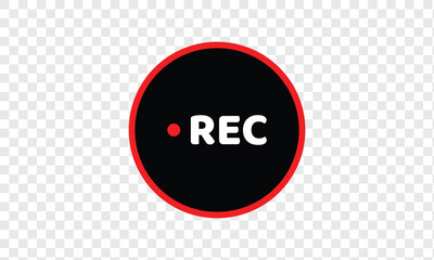 Vector illustration of four REC icons with a red dot, ideal for recording and media design purposes. Rec icons. of record buttons. video recording Sign . Vector illustration . EPS 10 .