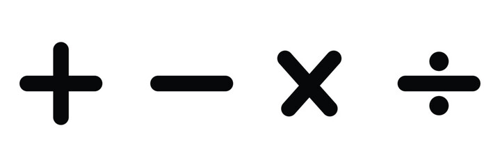 Math symbols for web. Simple addition, subtraction, multiplication, division symbol vector design. Vector illustration . EPS 10 .