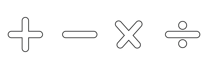 Obraz premium Math symbols for web. Simple addition, subtraction, multiplication, division symbol&nbsp;vector&nbsp;design. Vector&nbsp;illustration&nbsp;.&nbsp;EPS&nbsp;10&nbsp;.