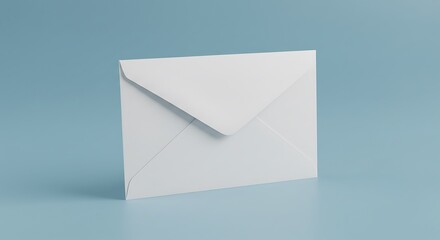 淡青背景、白い封筒、静謐な空間