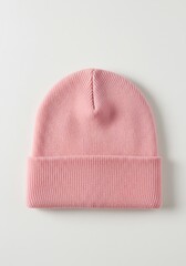 淡いピンクのニット帽、優しい肌触り