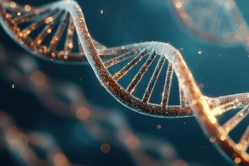 Exploration of dna structure with glowing gene helix under microscopic observation in a laboratory setting