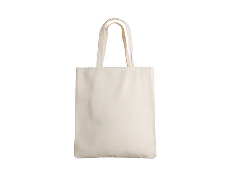 Plain off white canvas tote bag with handles isolated on transparent background