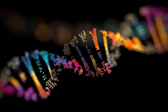 Visualization of DNA fingerprinting showcasing unique patterns and vibrant colors in a detailed representation of genetic information
