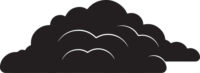 Black louds icon in silhouette white background.
