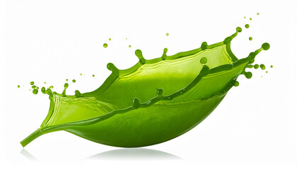 Vibrant green liquid splash with droplets dynamic motion fluid dynamics