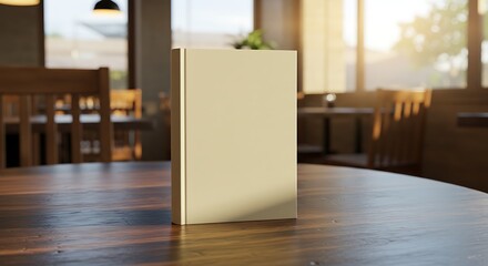 陽光降り注ぐカフェ、静かに佇む一冊