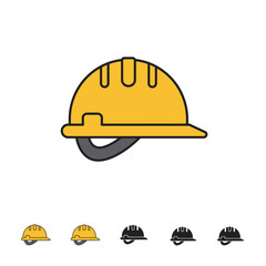 Fototapeta premium A bright yellow hard hat, essential safety equipment for construction workers and industrial settings, is depicted in a clean, modern vector illustration.