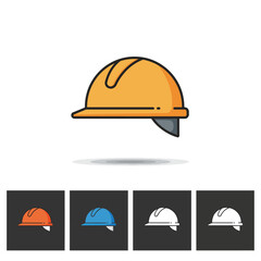 Fototapeta premium A vivid orange safety helmet is depicted in a clean flat design, symbolizing essential head protection for workers in construction and industrial settings.