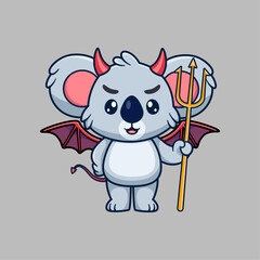 Cute koala Dracula Vampire Cartoon. Science Holiday Icon Concept