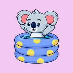 Cute koala swimming in the pool