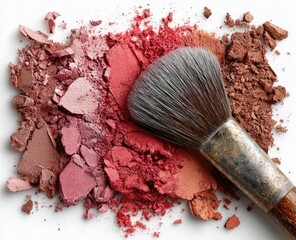 Crushed eyeshadows and brush on white