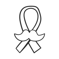 Moustache and ribbon. Outline vector icon for Men's Health Awareness Month. Simple illustration.