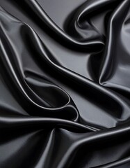 Obraz premium A close-up view of a luxurious black satin fabric with elegant folds and drapes.