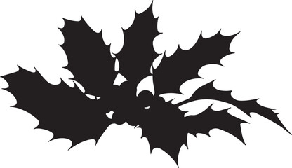  Holly leaves and berries in silhouette white background.