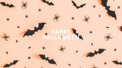 Spooky Halloween background featuring a haunted house, eerie fog, flying bats, and a glowing full moon, creating a chilling atmosphere for your Halloween-themed designs and projects.