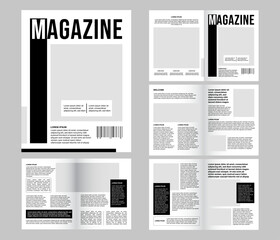 Newspaper pages. Brochure layout wireframes template magazine column with headlines garish vector set