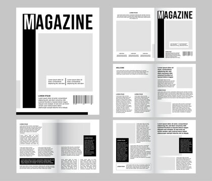 Newspaper pages. Brochure layout wireframes template magazine column with headlines garish vector set