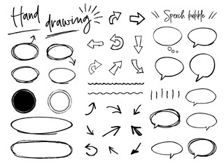 手描きのフキダシ・矢印・囲み・あしらい