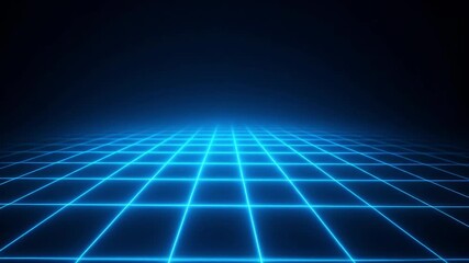 Blue neon grid running in a dark space - Powered by Adobe