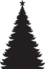 New Christmas tree with star on top in silhouette.