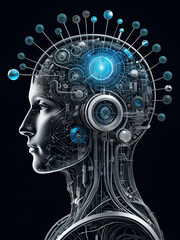 Brainy Abstraction: A collection of conceptual illustrations, blending the intricacies of human intellect with the ingenuity of technology, and the innovative spark of ideas.