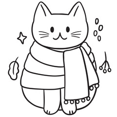 Cartoon Cat with Scarf Illustration.