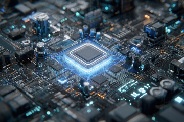 Innovative microchip technology demonstrating advanced circuitry and design during a modern electronics showcase event in a high-tech setting