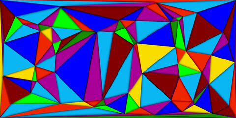 Fototapeta premium Abstract, colorful geometric triangle pattern vector design. Abstract mosaic pattern background featuring irregularly shaped polygons. irregular geometric shapes and black outlines for digital designs