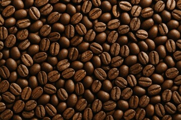 Fototapeta premium Close-up of roasted coffee beans with detailed texture under soft light on dark background, representing caffeine concept and morning energy vibe. Ai generative