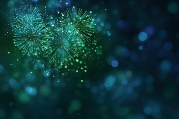 Fototapeta premium Celebration of New Years Eve with vibrant fireworks lighting up the night sky during a festive party atmosphere