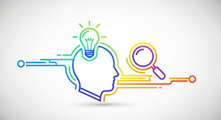 Creative thinking idea generation innovation search solution concept design vector illustration art graphic