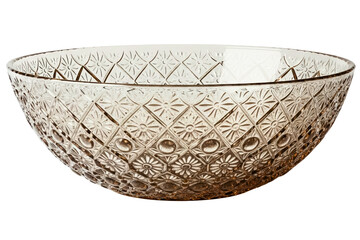 Obraz premium Ornate glass serving bowl with a detailed embossed pattern isolated on a transparent background