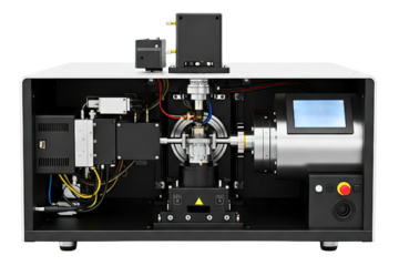 Scientific laboratory machine for material analysis and research isolated on a transparent background