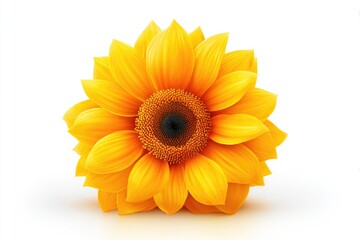 Fototapeta premium Vibrant yellow sunflower centered on white background