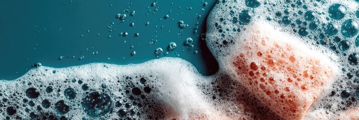 Close-up of soapy bubbles and foam