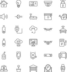 Fototapeta premium An array of minimalist icons, symbolizing various smart home automation devices, enhancing connectivity and convenience within a modern living space.