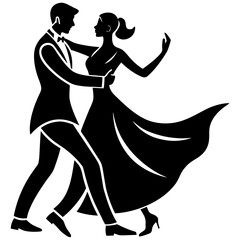 Elegant couple dancing formal attire vector