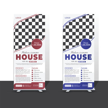 Professional creative roll up banner, Real estate Roll up banner design, Corporate business banner stand design, Real estate roll up banner design or pull up banner template