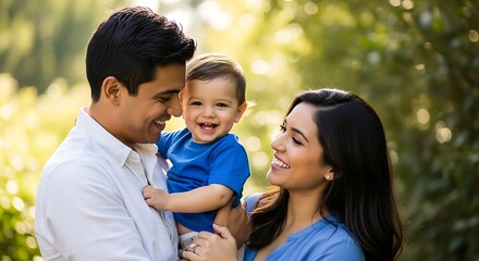 Happy Family Moment Mother Father and Child Enjoying a Sunny Day Together Outdoors Cherishing Love and Creating Beautiful Memories