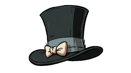 Cartoon top hat with light peach bow